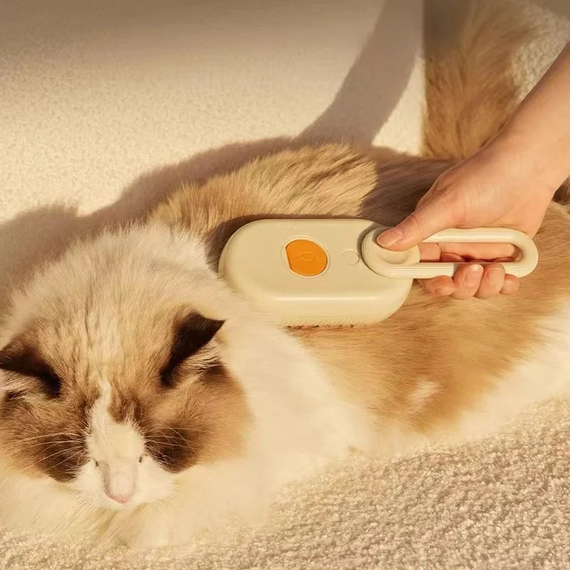 Electric Cat Steam Brush – 3-In-1 Pet Grooming Comb with Water Spray for Cats and Dogs, USB Rechargeable